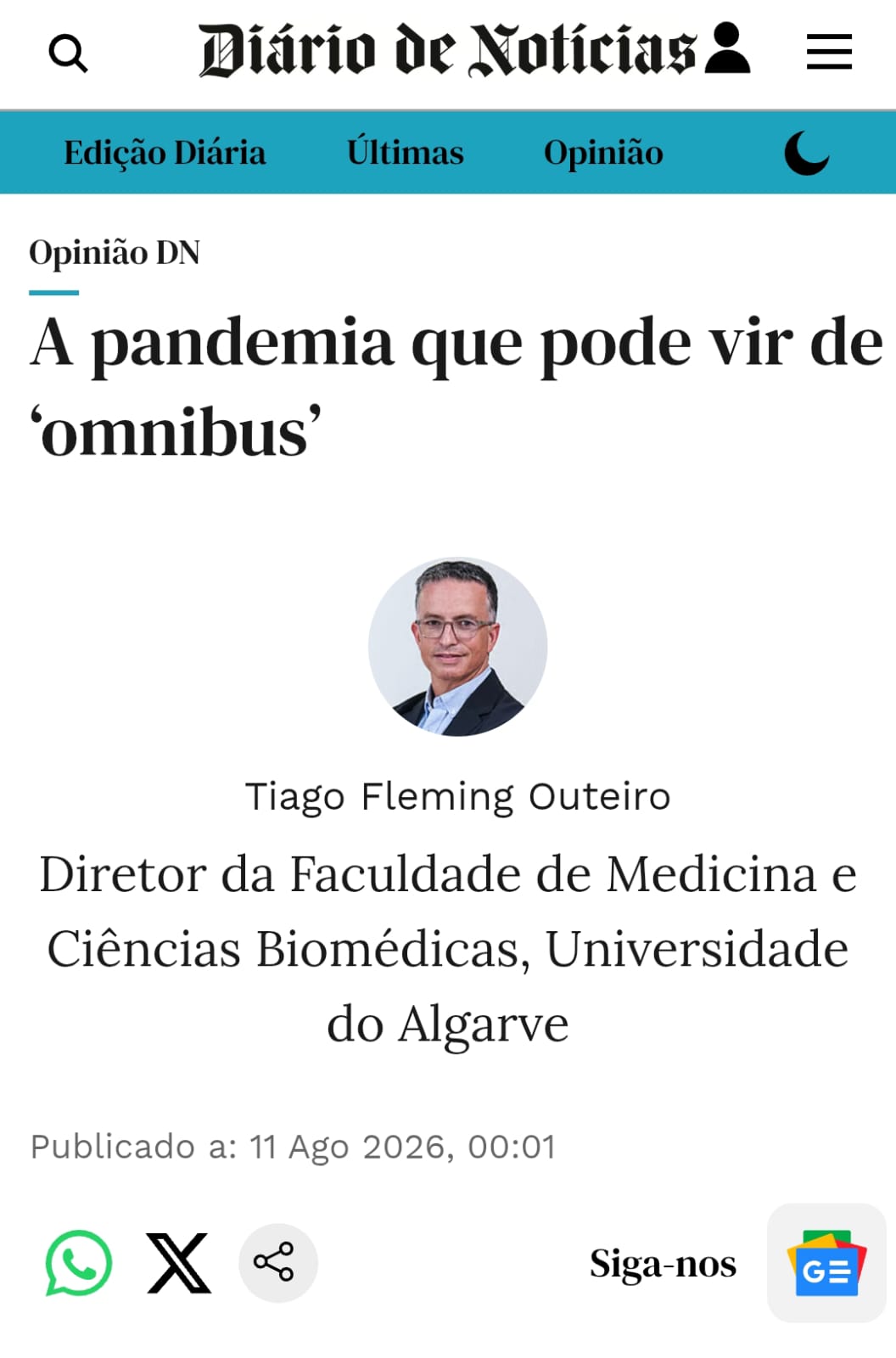 «A pandemia que pode vir de ‘omnibus’»