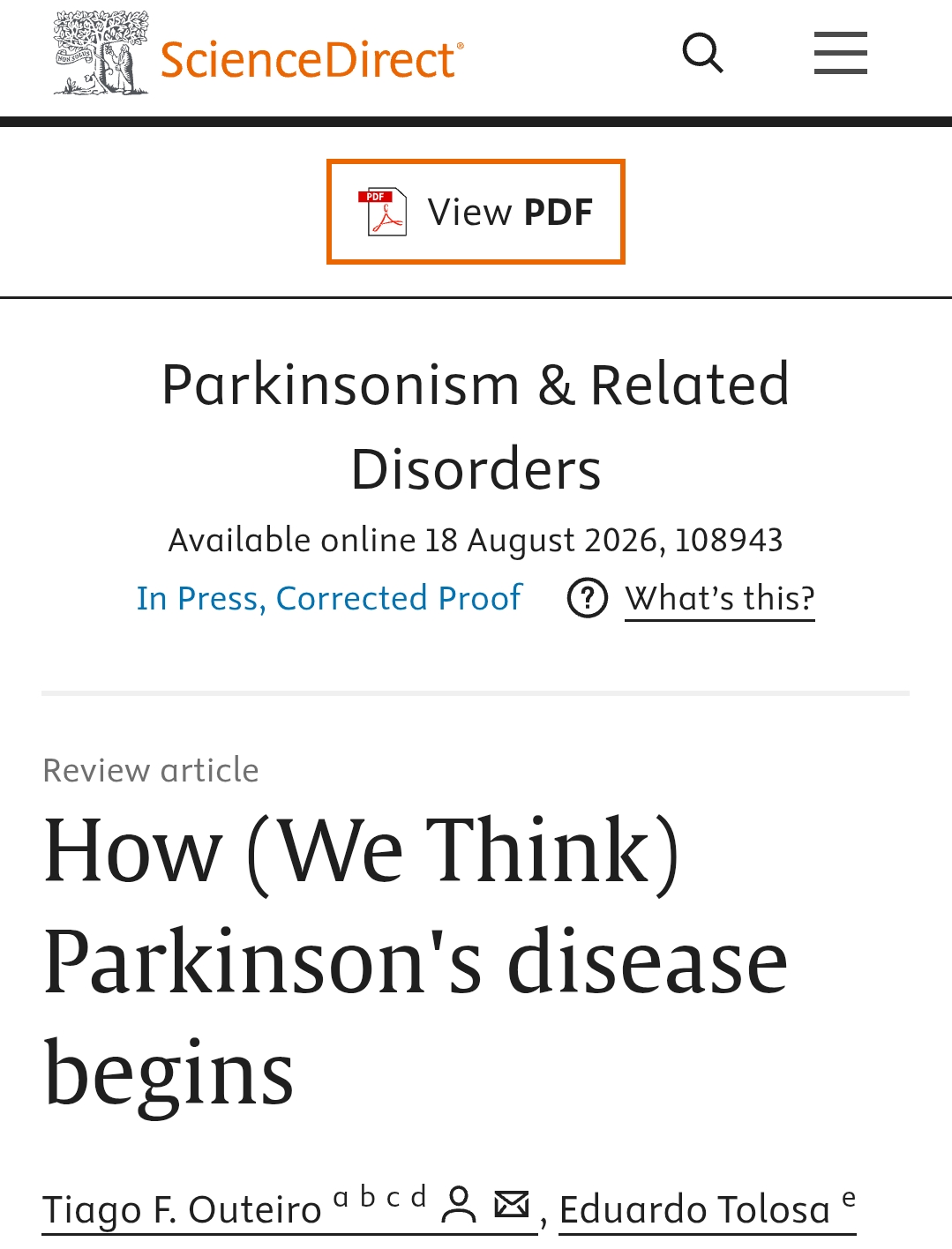 “How (We Think) Parkinson's disease begins”